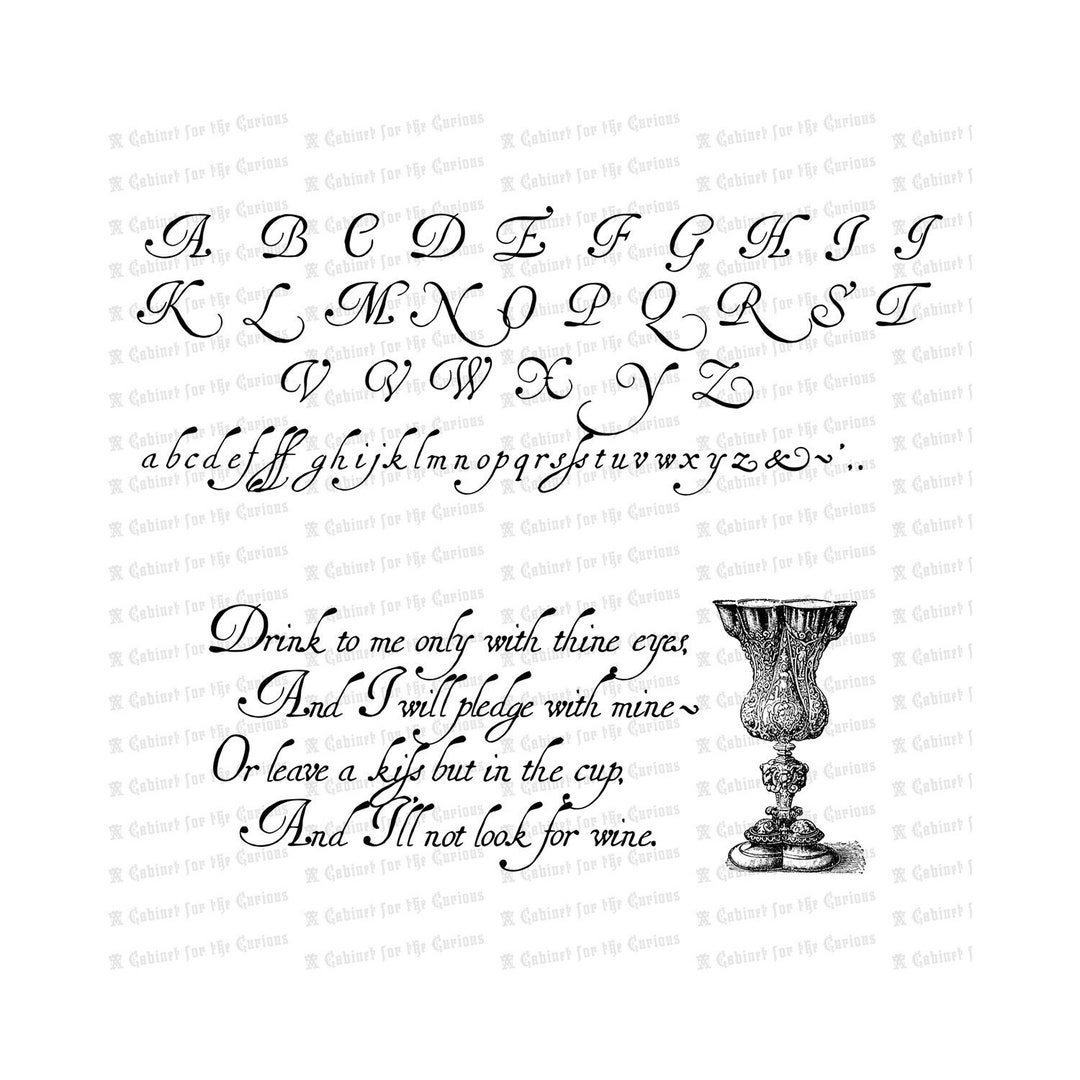 Vector Clipart Vintage 17th Century Handwriting Alphabet Antique Early Modern Uppercase Lowercase Cursive Letters Lettering SVG PNG Etsy