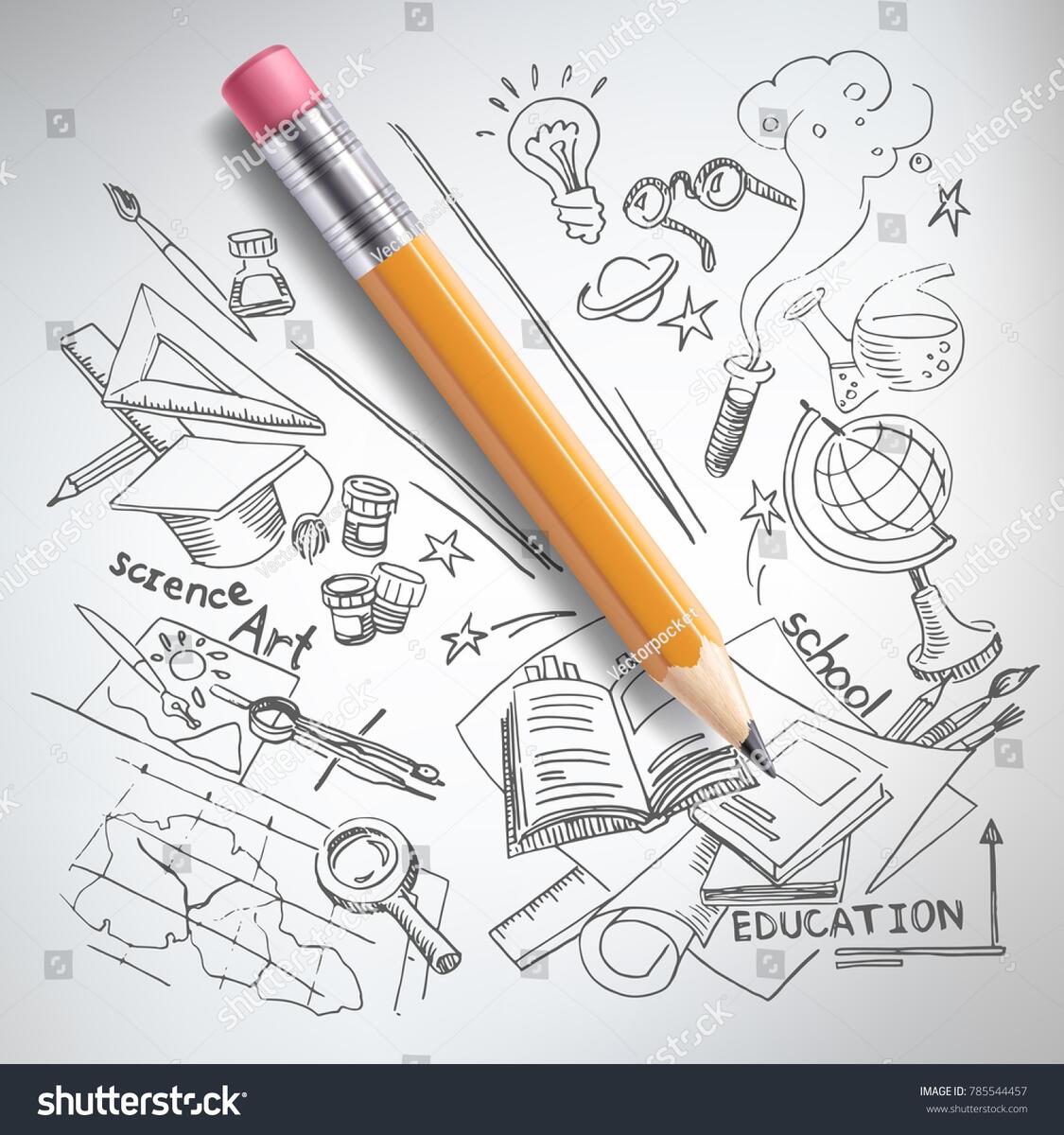 Vector Realistic Pencil On Paper Sketch Stock Vector Royalty Free 785544457 Shutterstock