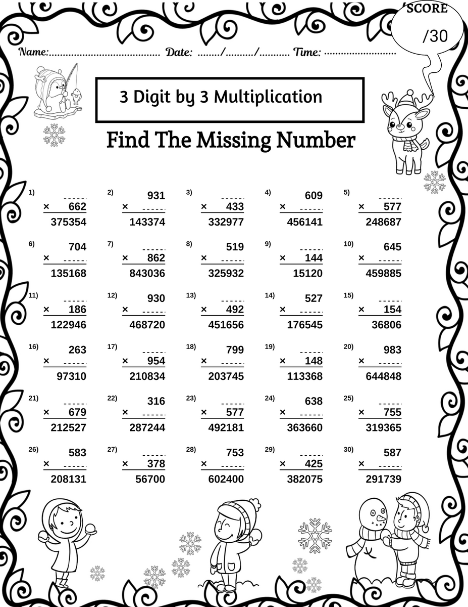 Winter 3 Digit By 3 Digit Multiplication Worksheets Missing Numbers Worksheets Made By Teachers Winter 3 Digit By 3 Digit Multiplication Worksheets Missing Numbers Worksheets Made By Teachers