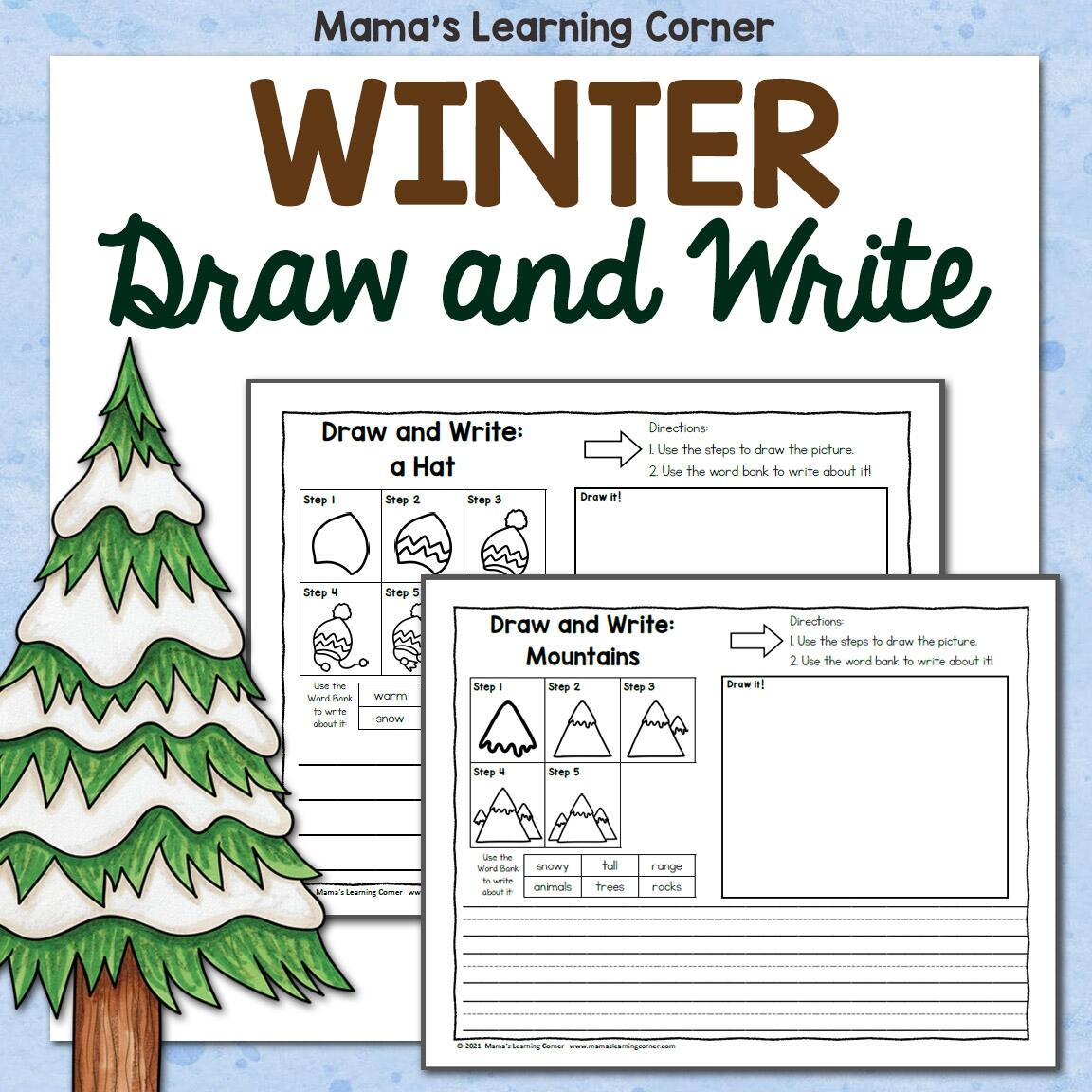 Winter Directed Draw And Write Worksheets Mamas Learning Corner