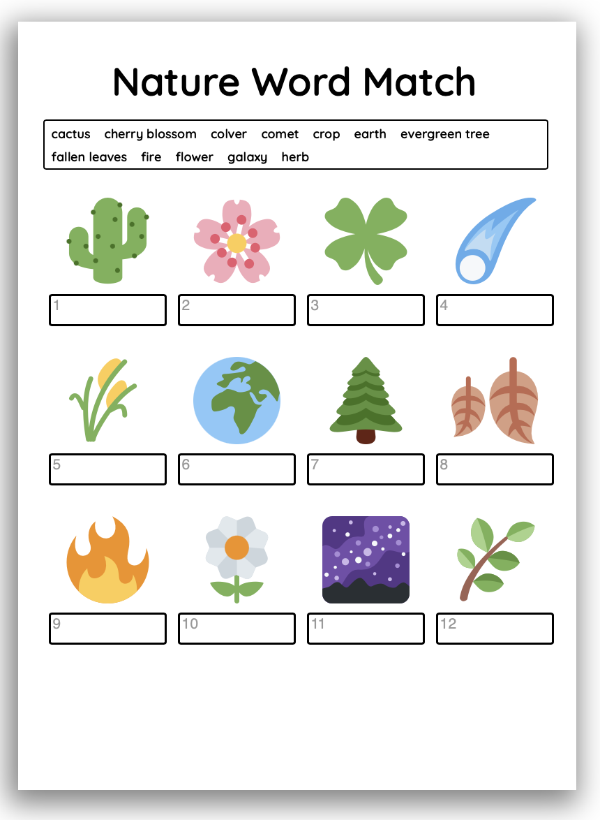 Word Match Printable Worksheet For Teaching Languages Word Match Printable Worksheet For Teaching Languages