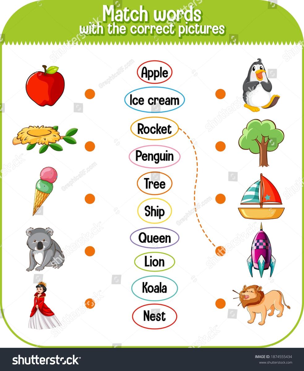 Word Picture Matching Worksheet Children Illustration Stock Vector Royalty Free 1874555434 Shutterstock Word Picture Matching Worksheet Children Illustration Stock Vector Royalty Free 1874555434 Shutterstock