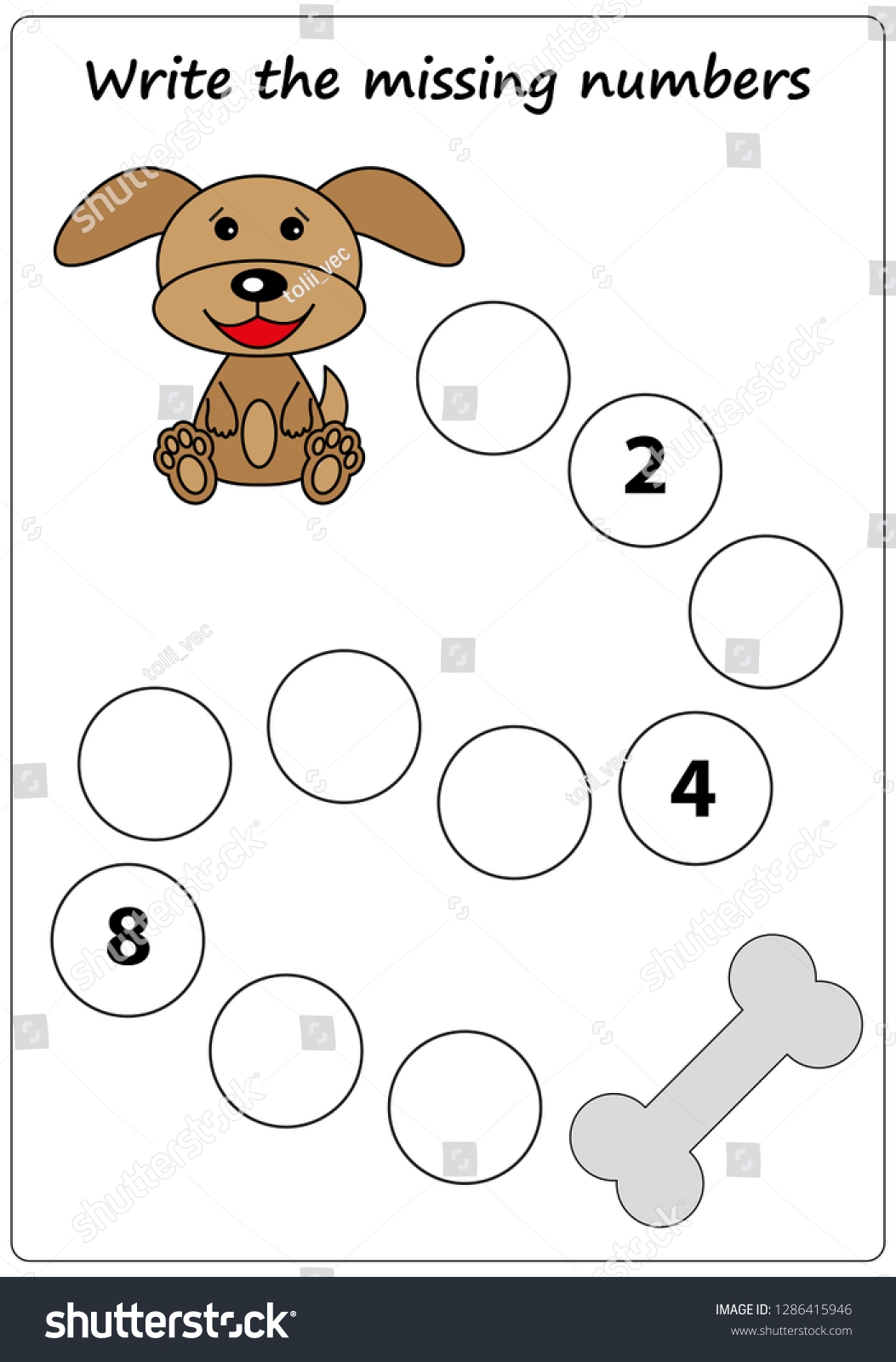 Worksheet Write Missing Numbers Mathematics Task Stock Vector Royalty Free 1286415946 Shutterstock