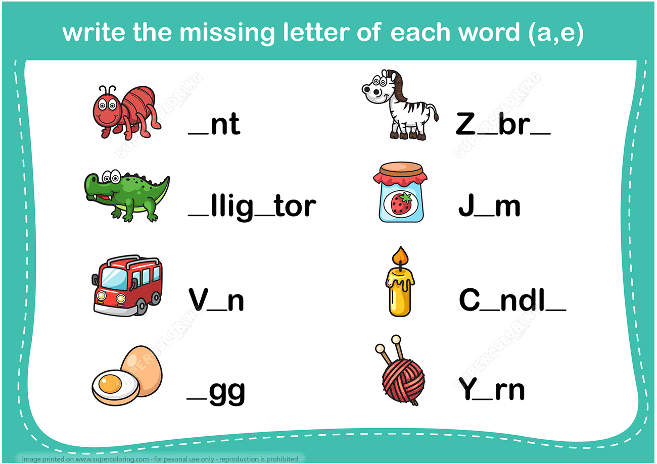 Write The Missing Letter Word Puzzle Copy Free Printable Worksheets