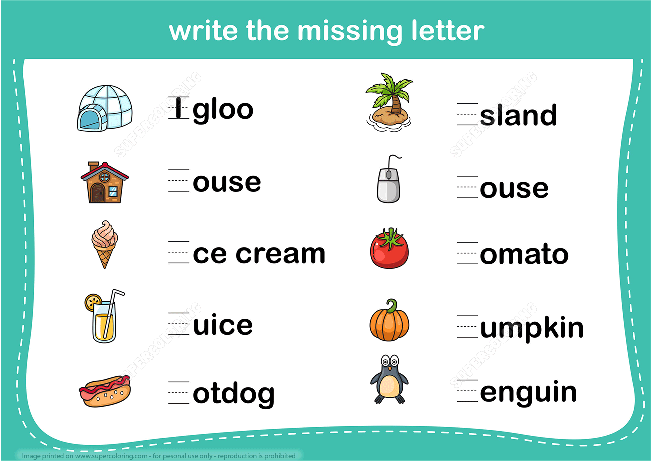 Write The Missing Letter Worksheet Copy Free Printable Worksheets
