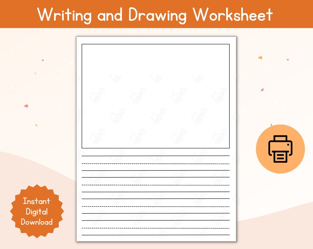 Writing And Drawing Sheet Writing Worksheet Handwriting Practice Writing Lines Printable Etsy