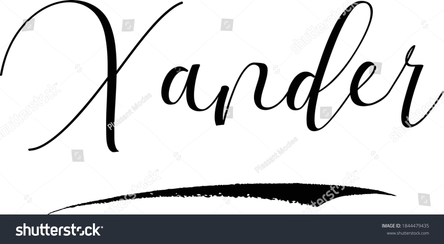 Xander male Name Cursive Calligraphy On White Stock Vector Royalty Free 1844479435 Shutterstock