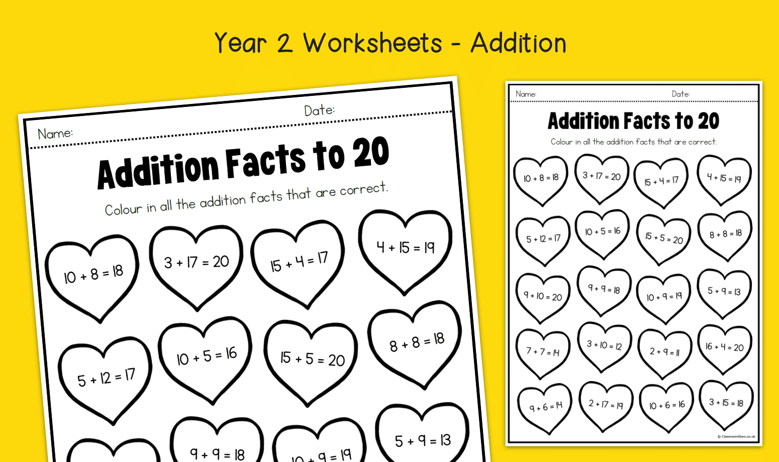Year 2 Addition Facts To 20 Activity Worksheets KS1 Addition Primary Maths Year 2 Addition Facts To 20 Activity Worksheets KS1 Addition Primary Maths